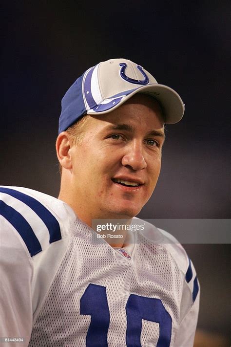 Closeup Of Indianapolis Colts Qb Peyton Manning On Sidelines During