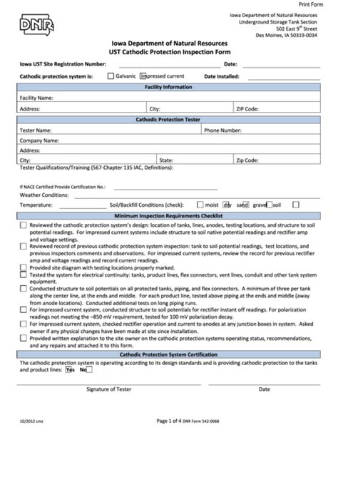 Fillable Dnr Form Ust Cathodic Protection Inspection Form