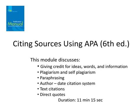 Ppt Citing Sources Using Apa 6th Ed Powerpoint Presentation Free Download Id5432773