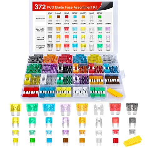 Nilight 372 Pcs Car Fuses Assortment Kit Standard Mini Lp Mini Micro2 Blade Fuse Ato Atc Aps Ats