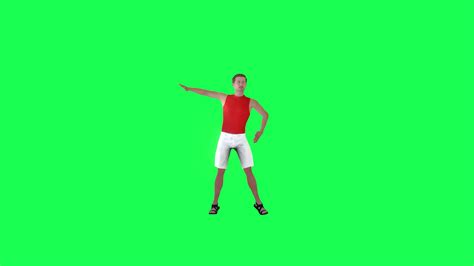 3d Handsome man dancing hands at party, front angle, green screen ...