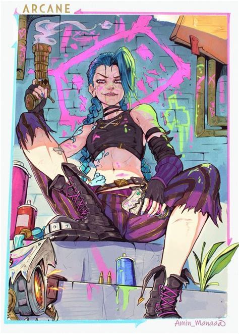 Uma Fanart Linda Da Personagem Jinx De Arcane League Legends League Of Legends Characters Art