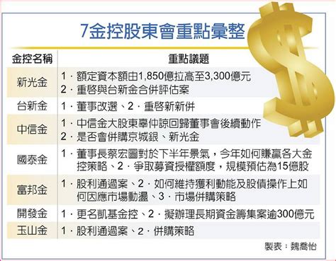 7金控超級股東會6／14上秀 金金併等重點一次看 日報 工商時報