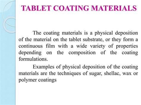 TABLET COATING | PPT