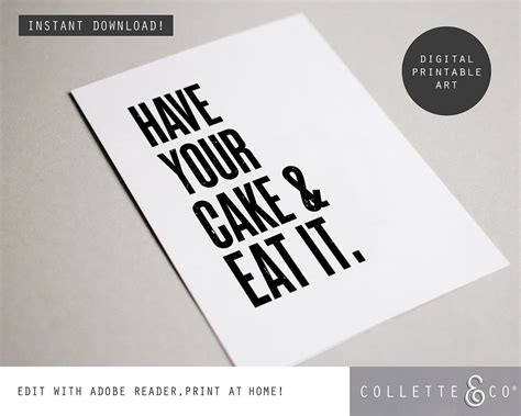 Printable Wall Art Have Your Cake And Eat It Collette And Co®