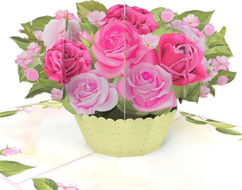 Mokio Biglietto Fiore Pop Up Cesto Di Fiori Con Rose Biglietto