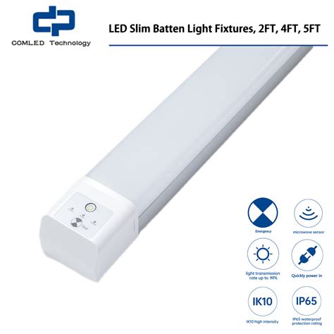 Led Slim Batten Light Fixtures Ft Ft Ft Dimmable Led Batten Comled