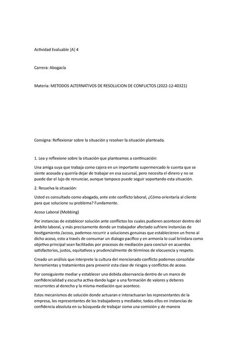 Actividad 4 Evaluable Metodos Alternativos DE Resolucion DE Conflictos