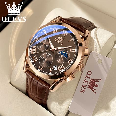 Malaysia Stock Olevs Jam Tangan Lelaki Kulit Original Men Quartz