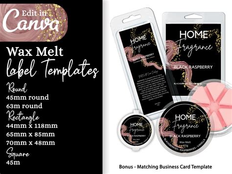 Editable Black And Gold Wax Melt Label Template Rose Gold Print From