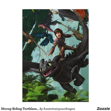 Hiccup Riding Toothless Dragon Rider Scene Poster Zazzle Dragon