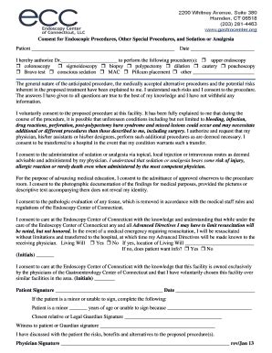 Fillable Online Consent For Endoscopic Procedures Other Special