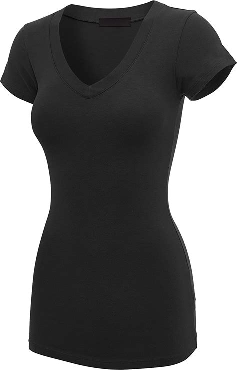 Lock And Love Women S Basic Slim Fitted Short Sleeve Casual V Neck Cotton T Shirt