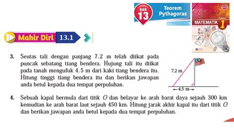 Kssm Matematik Tingkatan 1 Bab 13 Teorem Pythagoras Mahir Diri 13 1 No3 No4 Buku Teks Form 1