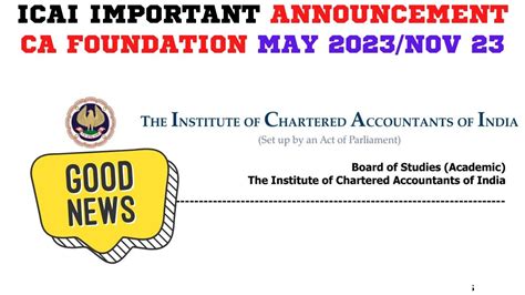 Breaking News Icai Important Announcement Ca Foundation May Ca