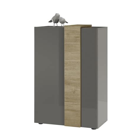 Highboard Positano Grau Hochglanz Eiche Mercure