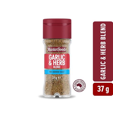 Masterfoods Garlic And Herb No Added Salt Seasoning 37g Herbs