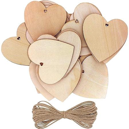 Amazon Kurtzy Pack Of Wooden Hearts With Natural Twine