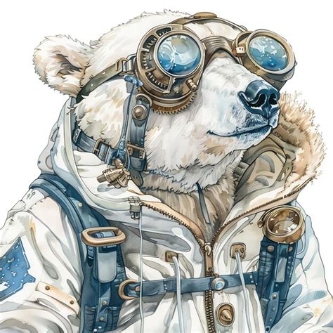 Steampunk Clipart Of Kid Wearing A Polar Bear Costume Cool Futuristic