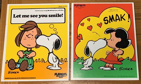 UNCUT 2 Vintage Playskool Puzzles Peanuts Snoopy Smak Wall Decor EBay