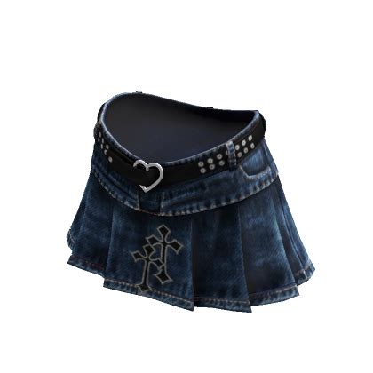 Y2K Urban Denim Mini Skirt Dark Denim Cross Roblox