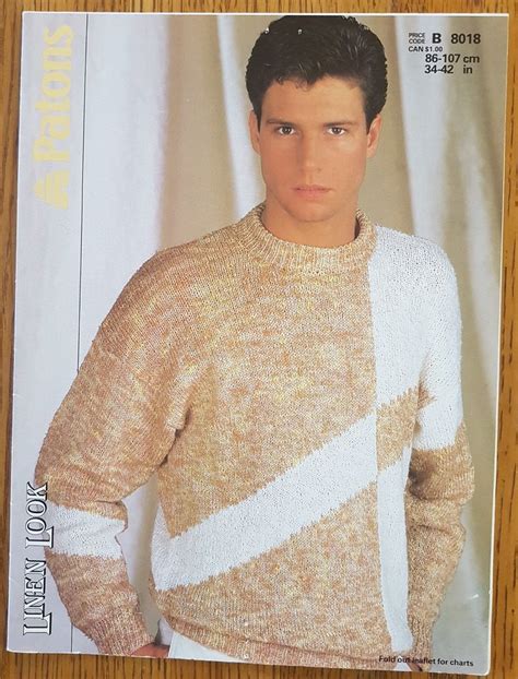 Patons Linen Look Colour Block Sweater Sweater Knitting Pattern 8018