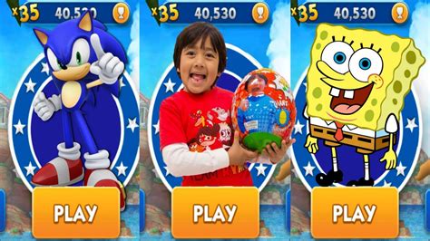 Sonic Dash Vs Tag With Ryan Vs Spongebob Sponge On The Run All