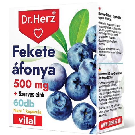 Dr Herz Fekete Áfonya 500 mg Szerves Cink kapszula 60db BioBolt