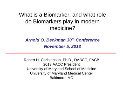 Pdf What Is A Biomarker And What Role Do Biomarkers Play In