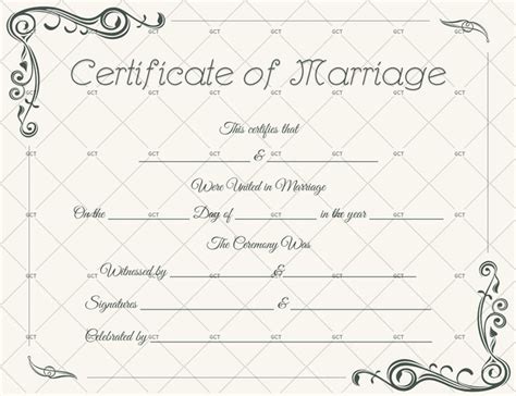 Editable Marriage Certificate Template Light Gray Gct