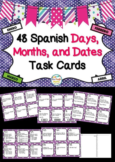 Spanish Days Months And Dates Task Cards Spanish La Fecha Review