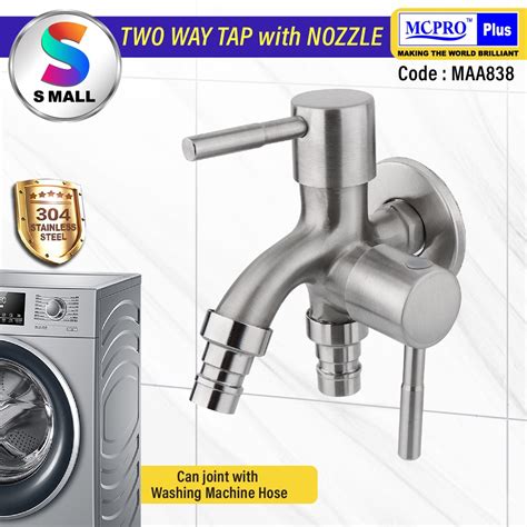 Mcpro Sus304 Stainless Steel Two Way Tap With Nozzle Washing Machine For Bathroom Faucet