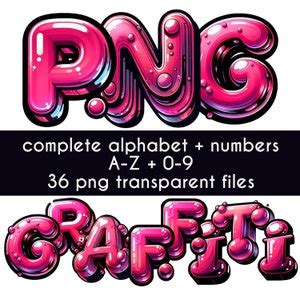 Graffiti Font Bundle D Png Alphabet Bubble Letters Doodle Font