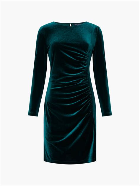 Velvet Long Sleeve Mini Dress Dark Green French Connection Uk