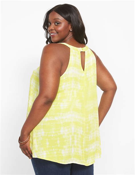 Sleeveless Hi Lo Shirred Neck Halte Lanebryant