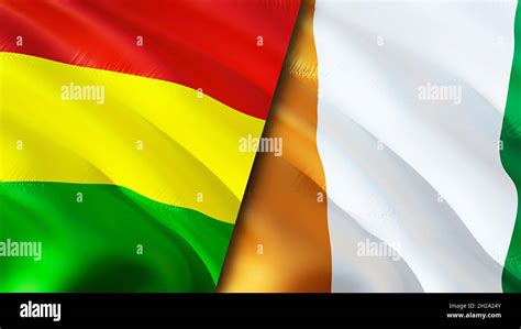 Bolivia And Cote D Ivoire Flags 3D Waving Flag Design Bolivia Cote D