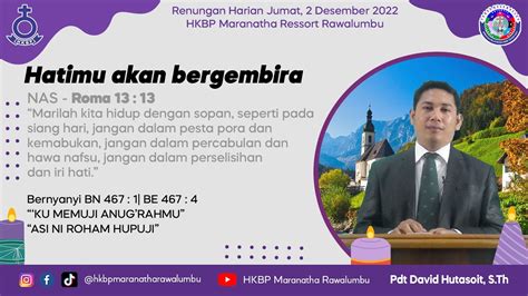 Renungan Harian Jumat 2 Desember 2022 HKBP Maranatha Rawalumbu