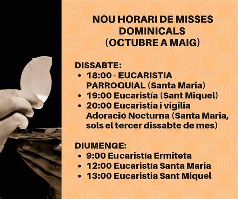 Nuevos horarios de misas Parroquia SANTA MARÍA