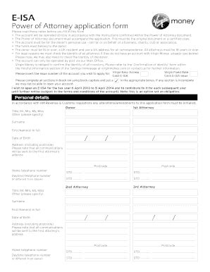 Fillable Online Power Of Attorney Application Form Virgin Money Fax