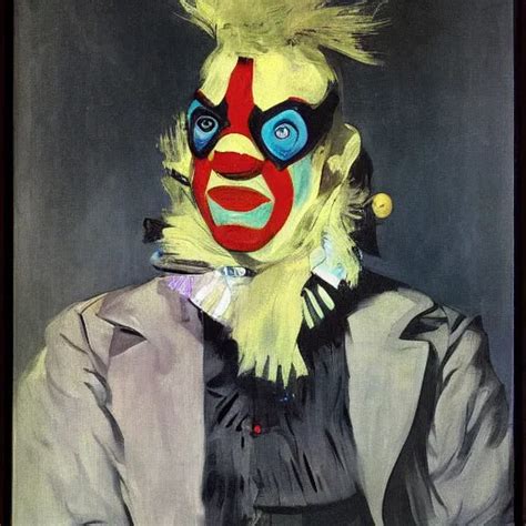 A Portrait Of Cyber Punk Clown Painted By Douard Manet Stable