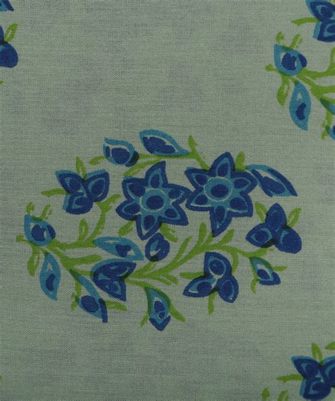 Light Green Colour Floral Print Cotton Fabric ( 1 Meter )