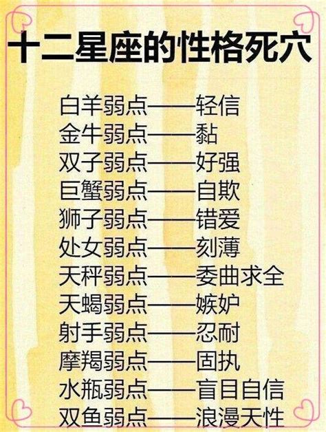 十二星座性格死穴，12星座遇見真愛的表現，12星座初吻時間 每日頭條