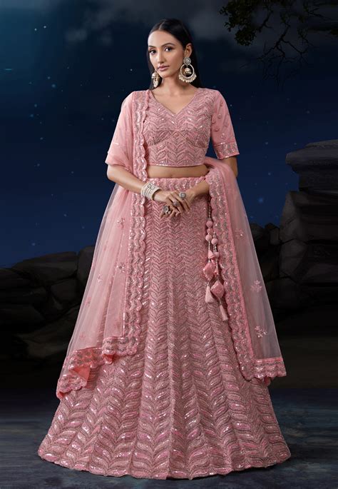 Pink Soft Net Circular Lehenga Choli