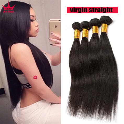 Peruvian Virgin Hair Straight 4 Bundles 1b Affordable Grade 8a