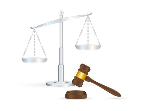 Justice scales and wood judge gavel. Vector stock illustration ...