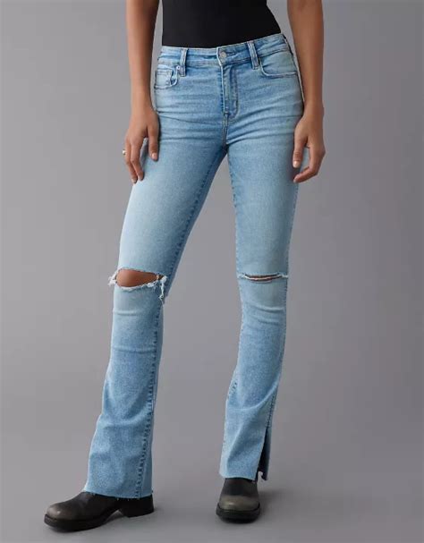 Ae Next Level High Waisted Ripped Skinny Kick Jean