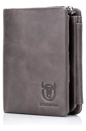 Bullcaptain Carteira Masculina Trifold Couro Legítimo Puro