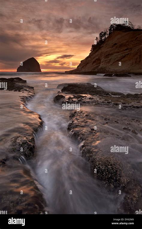 Haystack Rock At Sunset Pacific City Oregon United States Of America