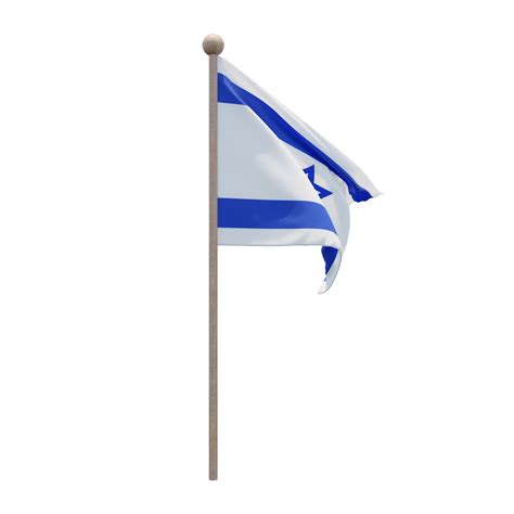 Israel 3d Illustration Flag On Pole Wood Flagpole 11286181 PNG