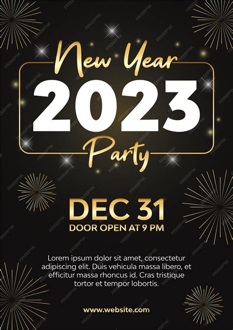 Premium Vector | Happy new year 2023 party poster design